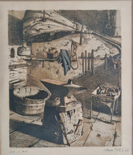 Load image into Gallery viewer, Claude Yvel Lithograph - &#39;The Blacksmith&#39;s Shop&#39;
