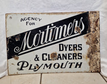 Load image into Gallery viewer, Mortimers, Dyers &amp; Cleaners Enamel Sign
