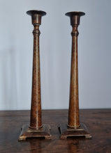 Load image into Gallery viewer, Pair of Patinated Brass Candlesticks
