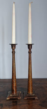 Load image into Gallery viewer, Pair of Patinated Brass Candlesticks
